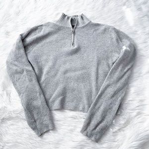 Brandy Melville Grey Knit Sweater Quarter Zip